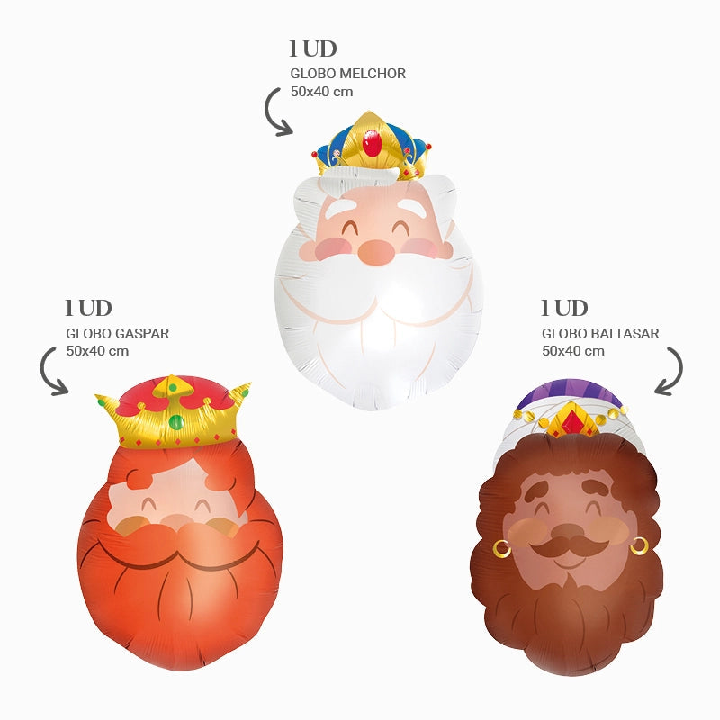 Set de globos poliamida reyes magos 37 x 60 cm - 14,5 x 24" 3 uds - vista 3