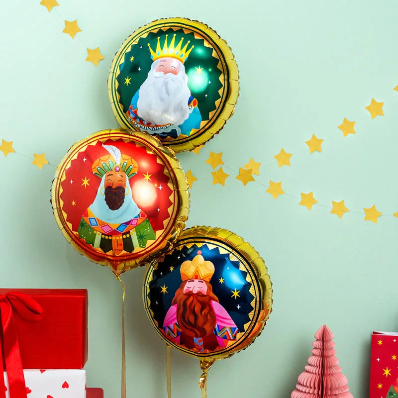 Set globo foil redondo reyes magos ø43 cm 17" apto helio 3 uds - vista 2