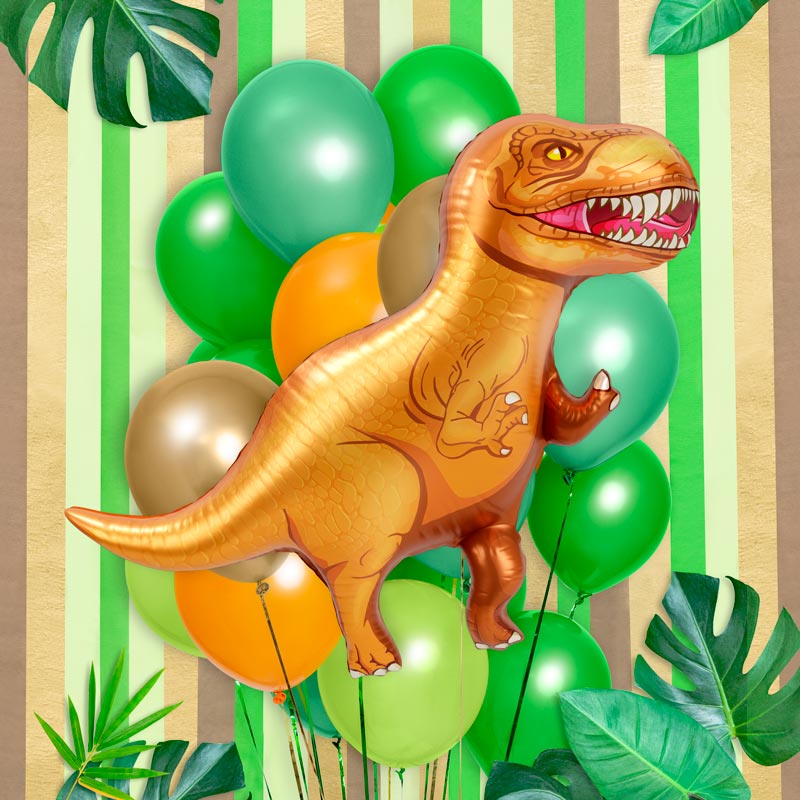 Globo foil dinosaurios t-rex 105 x 61 cm 35" apto helio 1 ud - vista 3