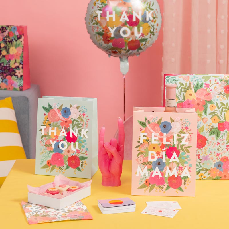 Globo foil redondo "thank you" floral azul ø43 cm 17" apto helio 1 ud - vista 2