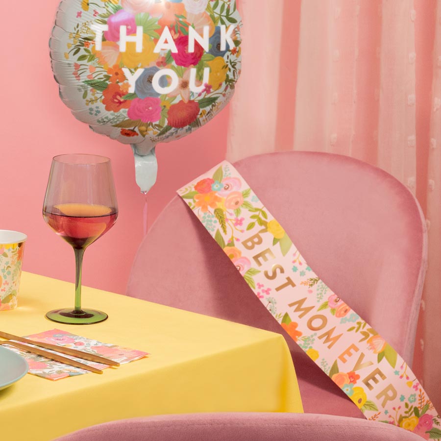 Globo foil redondo "thank you" floral azul ø43 cm 17" apto helio 1 ud - vista 5