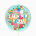 Globo foil redondo "thank you" floral azul ø43 cm 17" apto helio 1 ud