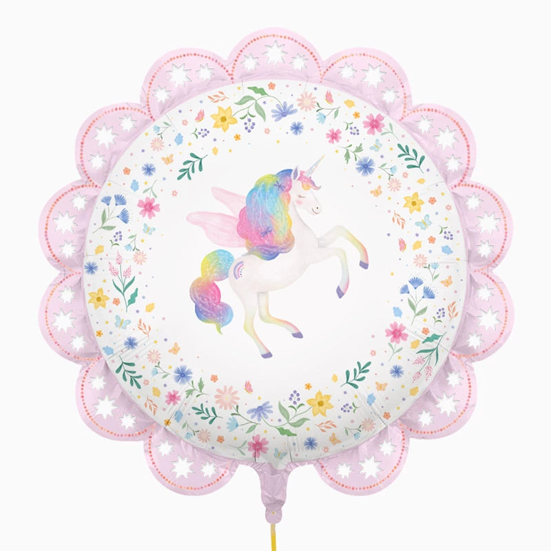 Globo foil unicornio redondo ø78cm 30" apto helio 1 ud