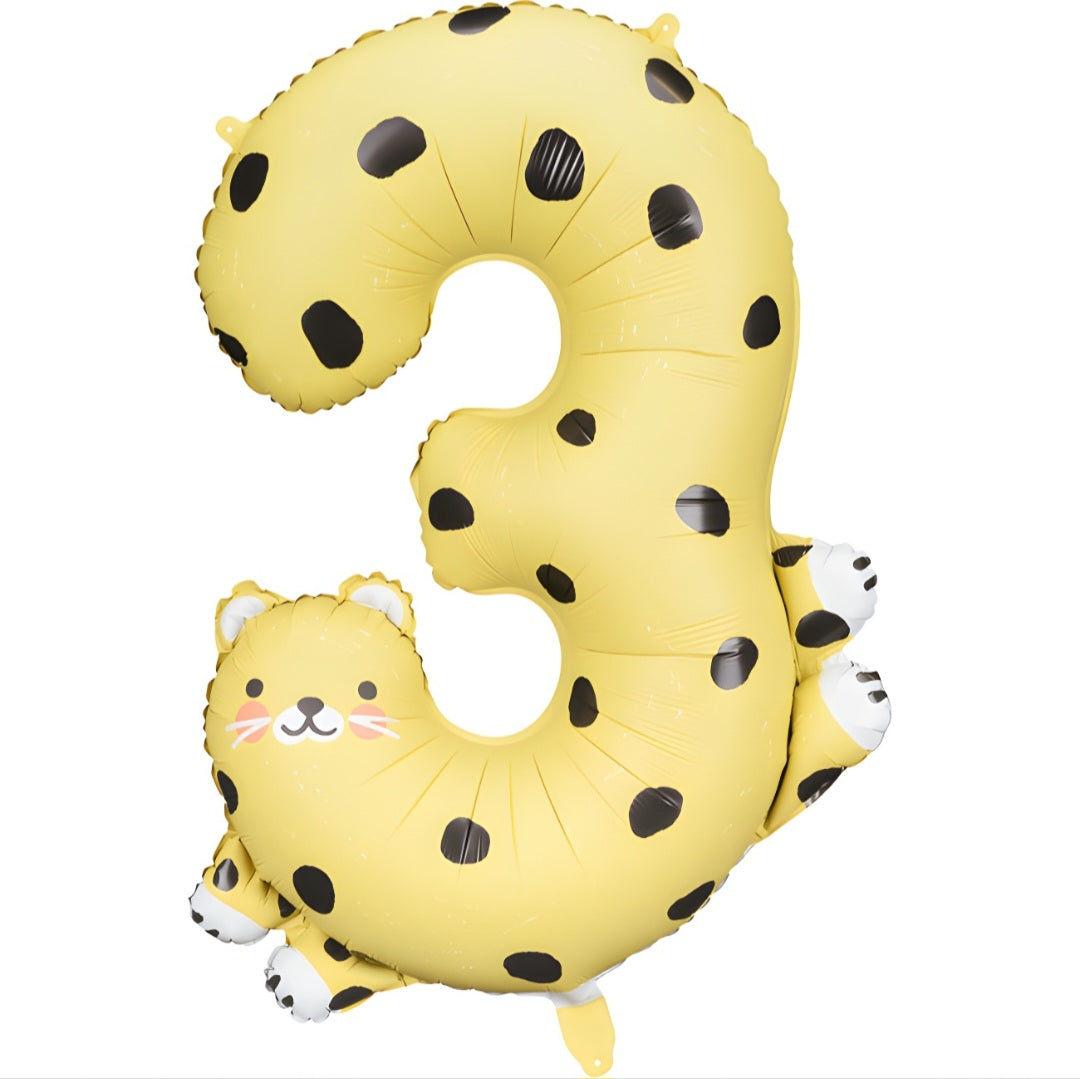 Globo número animales 3 de 72 a 88 cm
