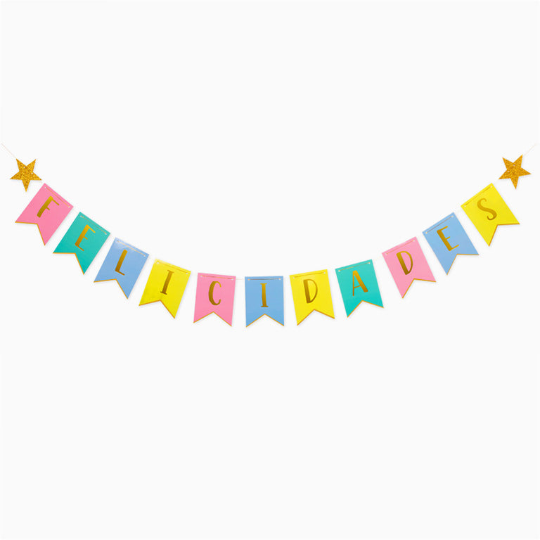 Guirnalda felicidades print color 5m cartón 13 pcs 1 ud FSC mix 70%