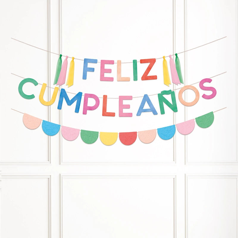 Guirnalda "feliz cumpleaños" cartón con banderines multicolor 39 piezas - vista 2