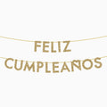 Guirnalda "feliz cumpleaños" cartón glitter oro 16 piezas FSC mix 70%