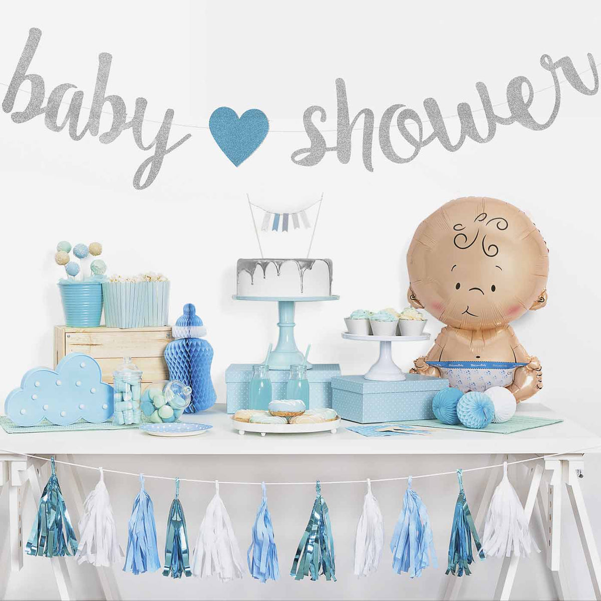 Guirnalda baby shower boy 2,15m cartón 1 ud