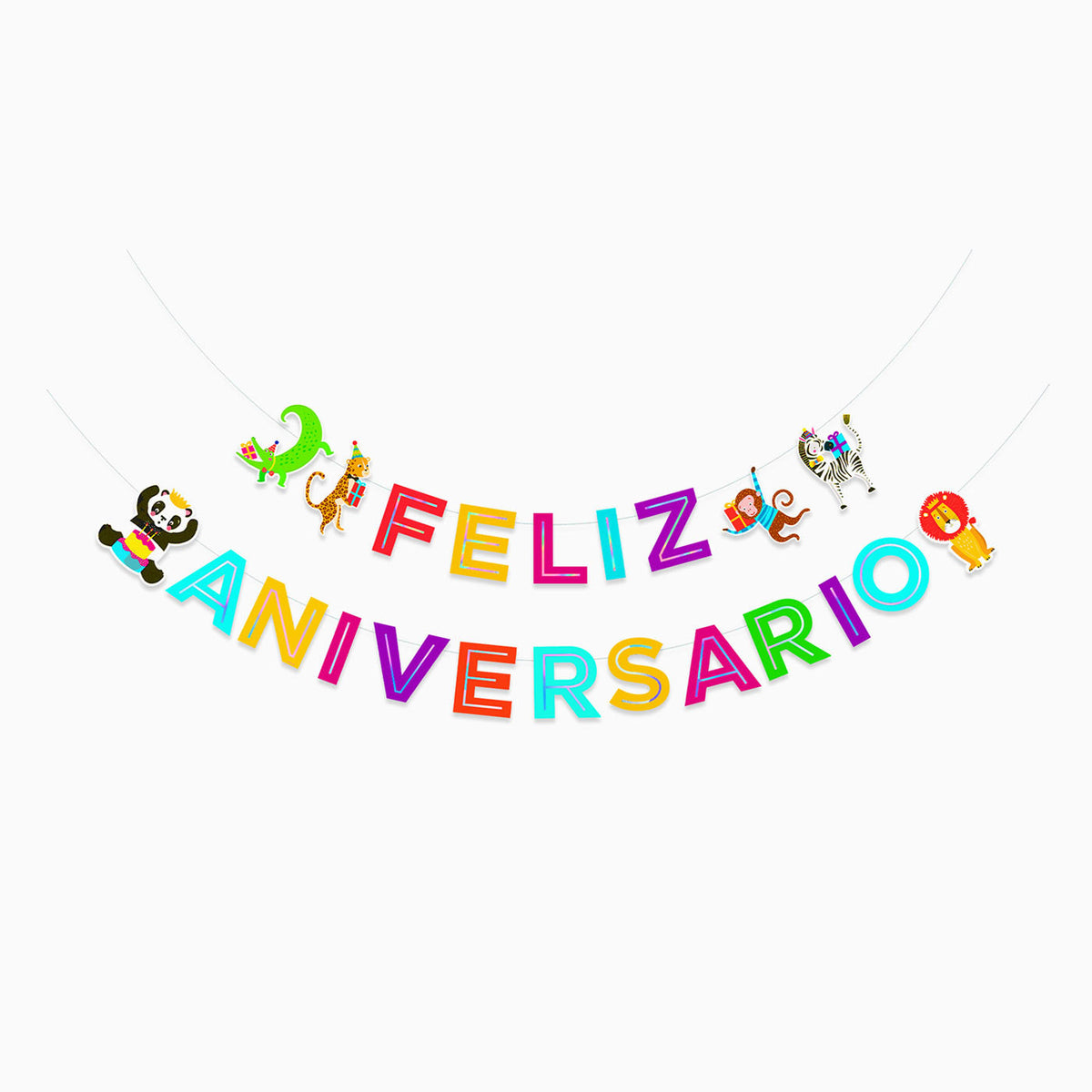 Guirnalda feliz aniversário in thejungle multicolor con acabado