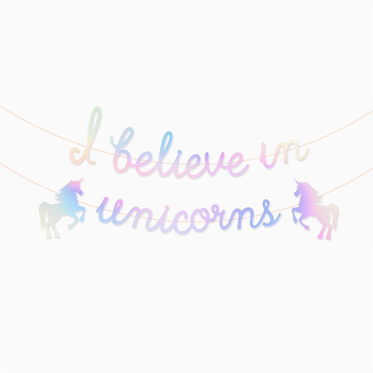 Guirnalda 'i believe in unicorns' iridiscente 3m cartón 1 u