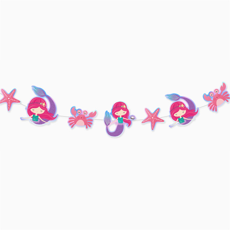 Guirnalda sirena multicolor acabado iridiscente cartón 10 pcs 1 ud