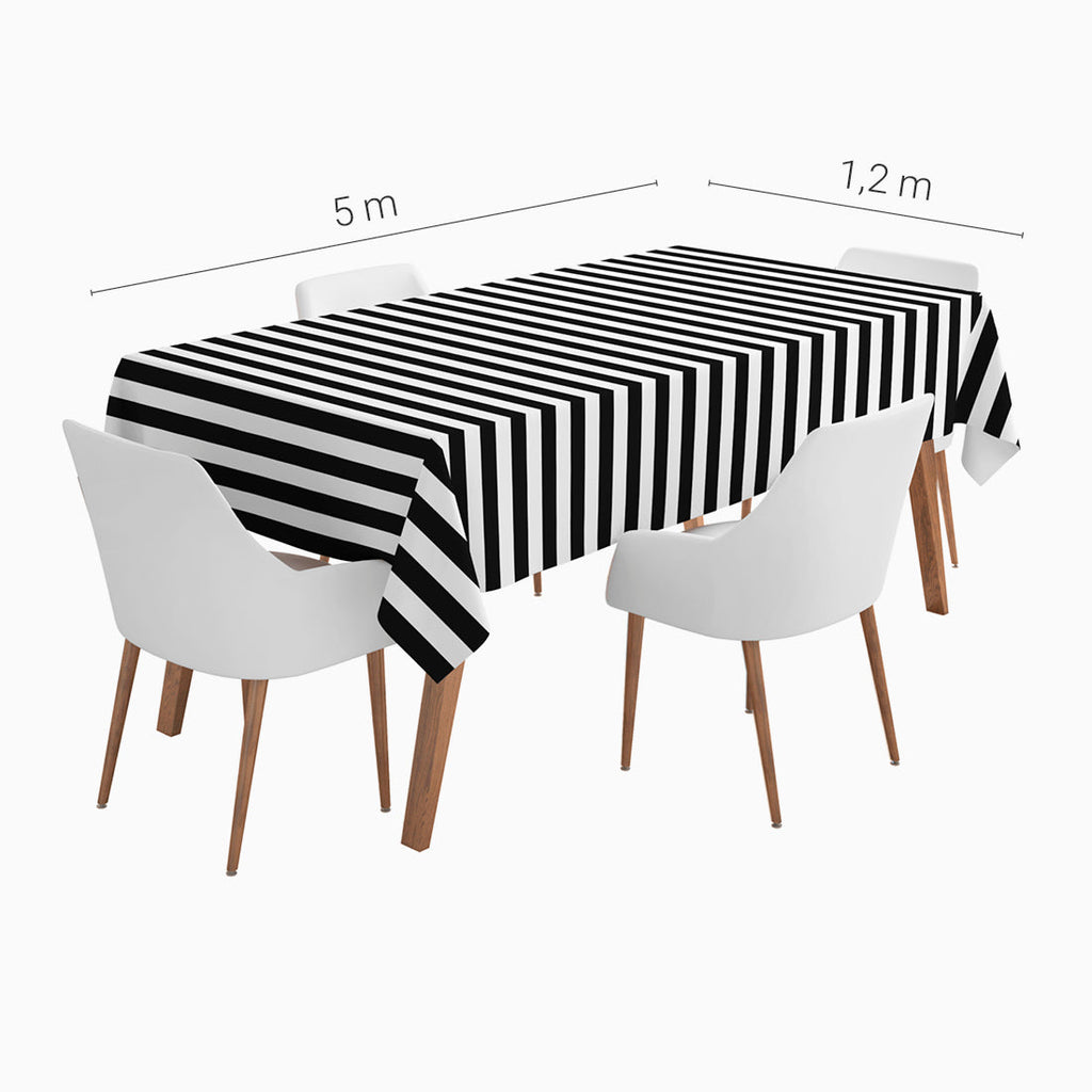 Mantel rollo rayas blanco y negro 1,2x5m papel 1 ud - vista 5