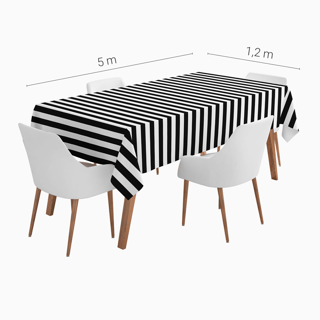 Mantel rollo rayas blanco y negro 1,2x5m papel 1 ud - vista 5