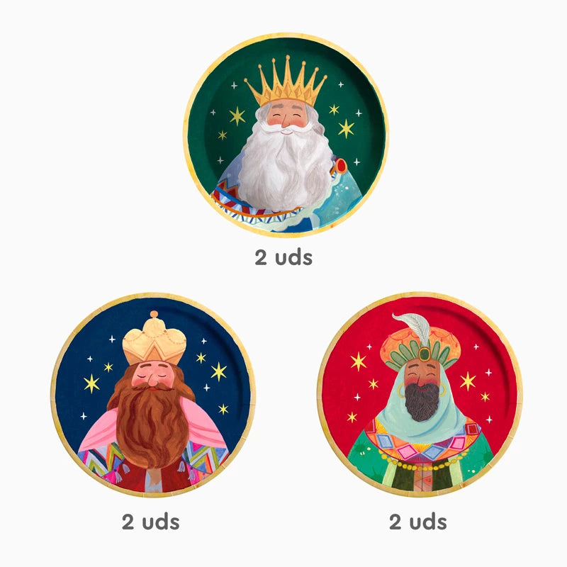 Plato redondo reyes magos diseños surtidos ø17cm cartón 6 uds FSC mix - vista 3