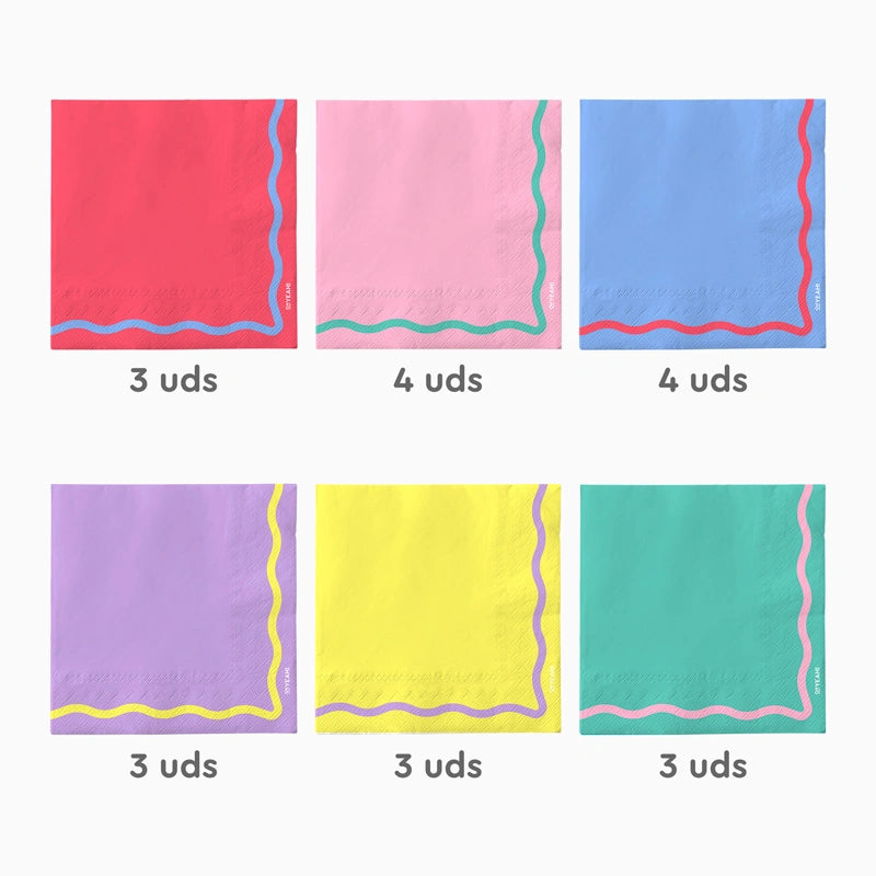 Servilleta doble capa cumpleaños colores surtidos 33x33cm papel 20 uds - vista 3