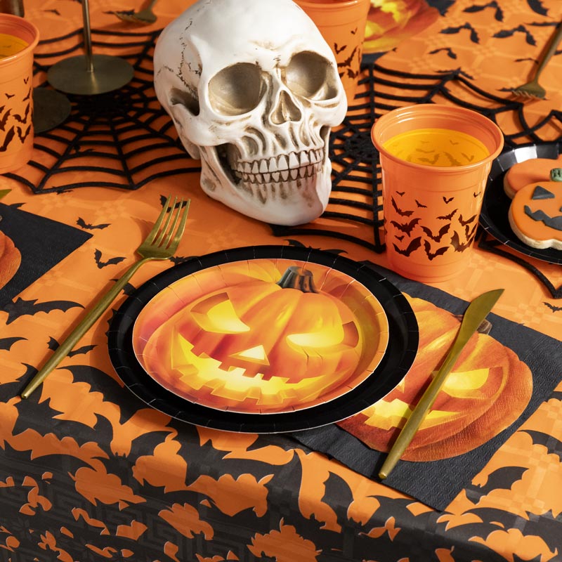Servilleta forma calabaza retroiluminada 33x33cm papel 20uds FSC - vista 2