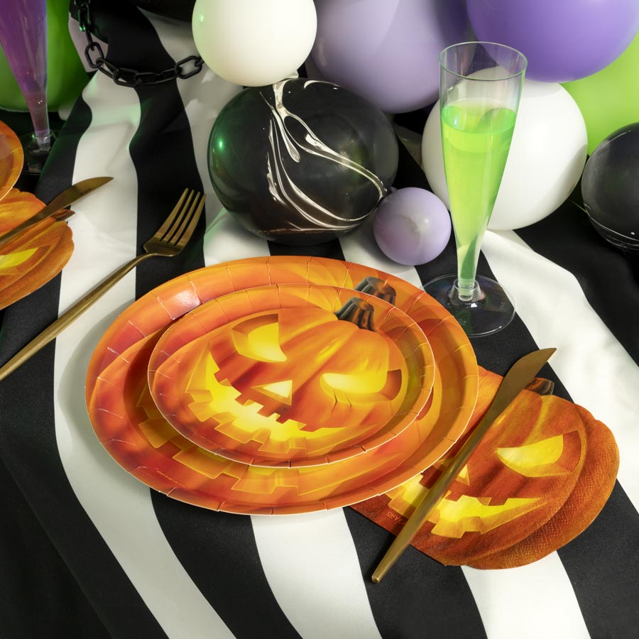 Servilleta forma calabaza retroiluminada 33x33cm papel 20uds FSC - vista 3