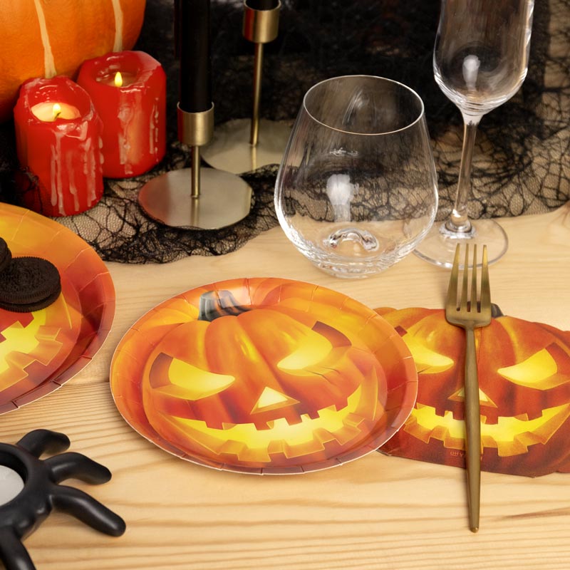 Servilleta forma calabaza retroiluminada 33x33cm papel 20uds FSC - vista 6