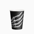 Vaso cartón negro esqueleto mano 270cc (9oz) 10 uds FSC mix 70%
