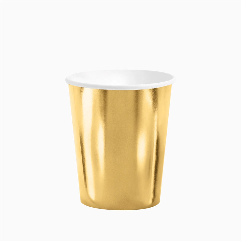 Vaso cartón oro metalizado 270cc (9oz) 6 uds FSC mix 70%
