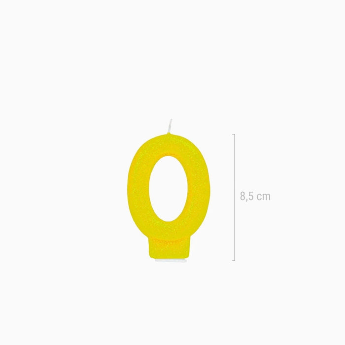 Vela no0 glitter amarillo - vista 2