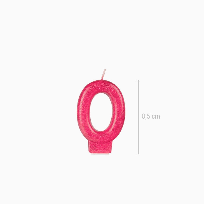 Vela no0 glitter fucsia - vista 2