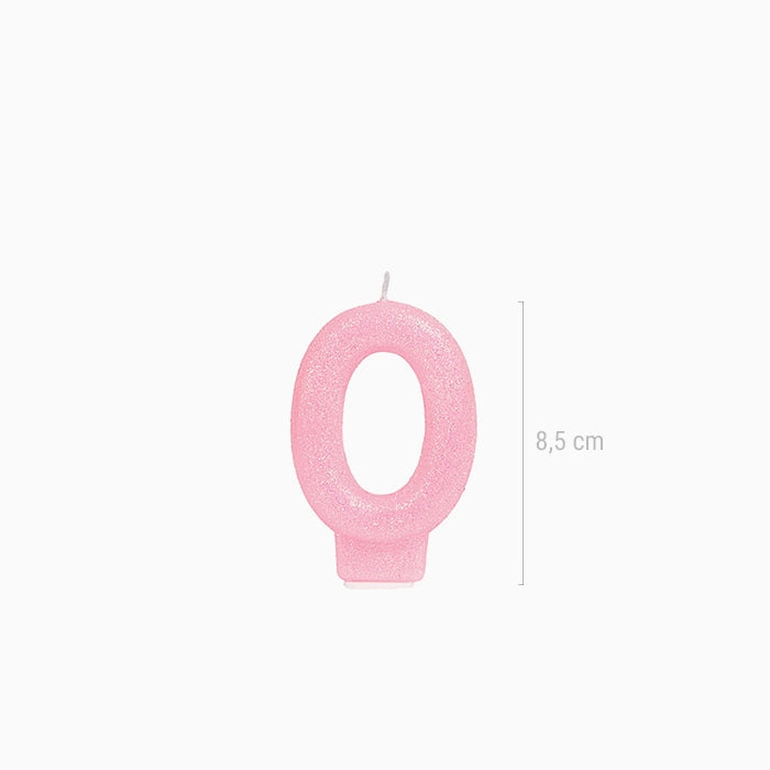 Vela no0 glitter rosa - vista 3