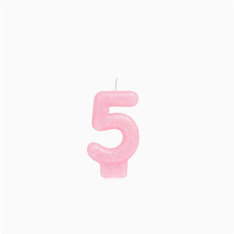 Vela no5 glitter rosa