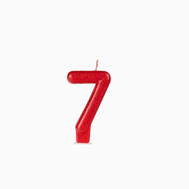 Vela no7 glitter rojo - vista 2