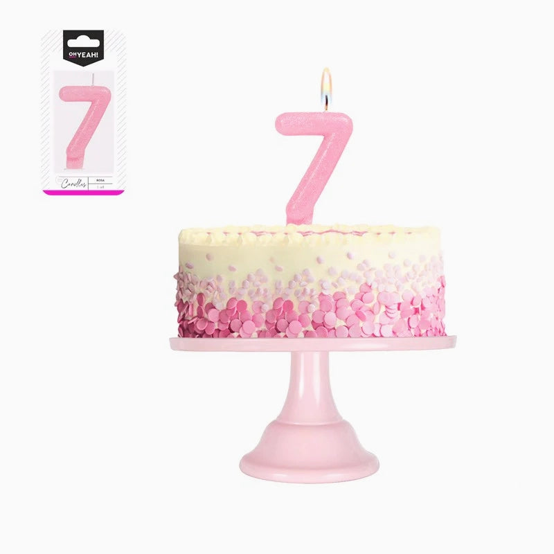 Vela no7 glitter rosa - vista 2