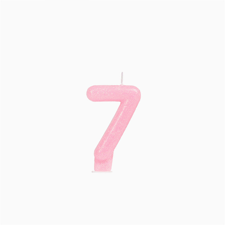 Vela no7 glitter rosa