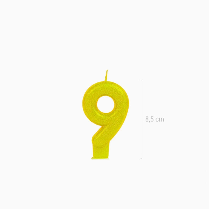 Vela no9 glitter amarillo - vista 2