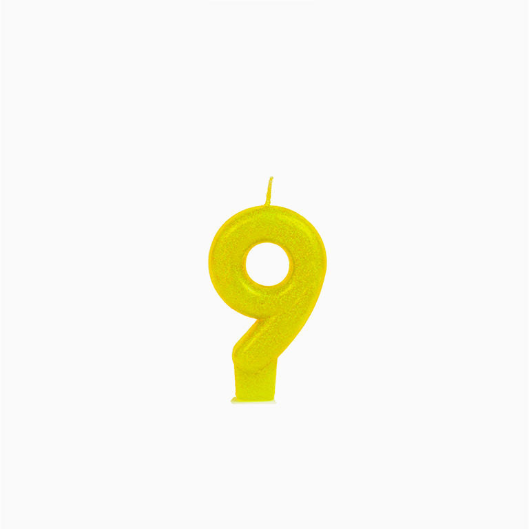 Vela no9 glitter amarillo