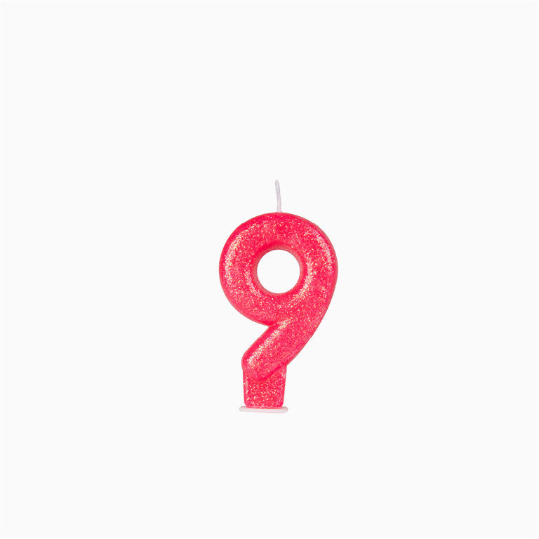 Vela no9 glitter fucsia