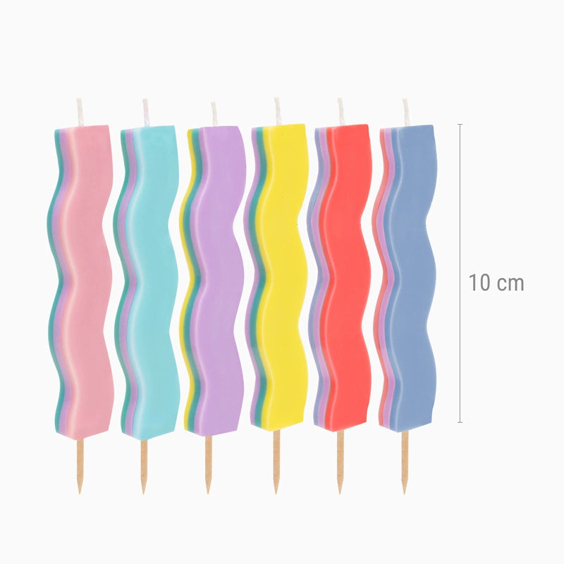 Vela ondulada multicolor colores surtidos u.v 10cm cera 6 uds - vista 3