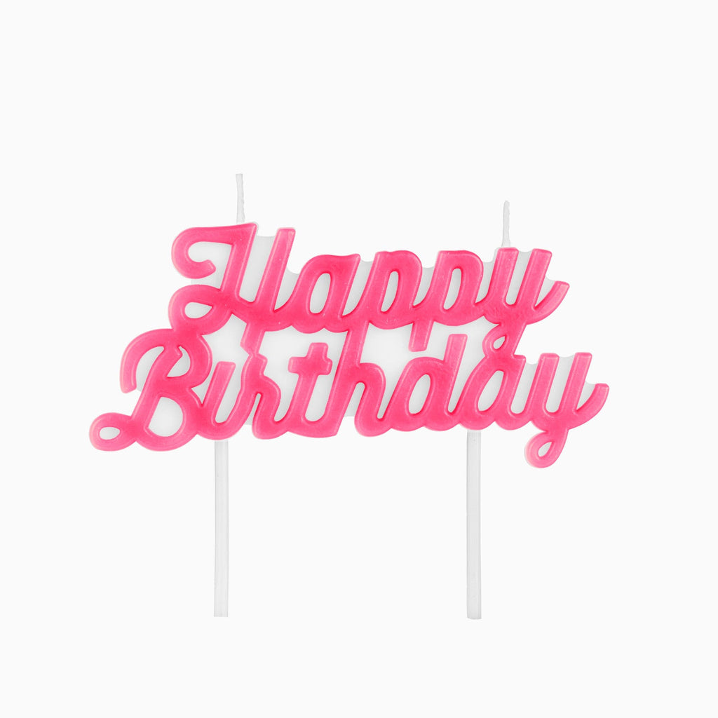 Vela'happy birthday' rosa flúor 11,5x4,9x1,2cm cera 1ud